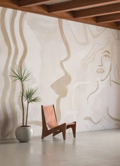 Famke© Mural Wallpaper In Cremé -Drop It Modern Sales creme1webcrop USE 16dcd9