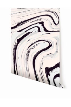 Crystalline© Wallpaper In Blush + Black + Grey