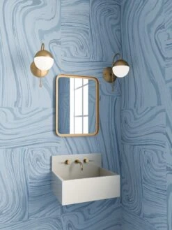 Crystalline© Wallpaper In Denim -Drop It Modern Sales crystalline denim rendering