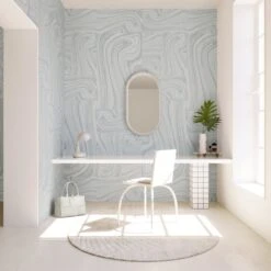 Crystalline© Wallpaper In Dusty Grey -Drop It Modern Sales crystalline dusty grey rendering