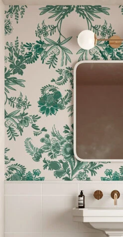 Delft© Mural Wallpaper In Green -Drop It Modern Sales delft greeneditcrop1