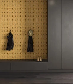 Dotted Line© Wallpaper In Mustard -Drop It Modern Sales dotted line mustard 2 cropweb