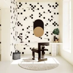 Finali© Wallpaper In Black + Cremé -Drop It Modern Sales finali black creme rendering