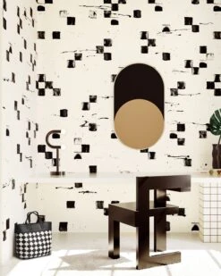 Finali© Wallpaper In Black + Cremé -Drop It Modern Sales finali black creme rendering 2