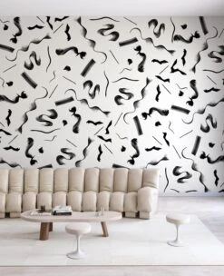 Fusilli© Wallpaper In Black + White -Drop It Modern Sales fucilli black white