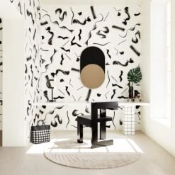 Fusilli© Wallpaper In Black + Creme -Drop It Modern Sales fucilli nude rendering