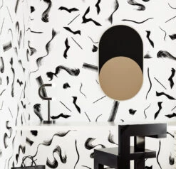 Fusilli© Wallpaper In Black + White -Drop It Modern Sales fucillil black white renderingcrop