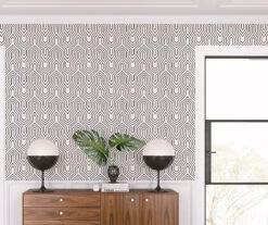 Gatsby© Wallpaper In Black + Cremé -Drop It Modern Sales gatsbycropweb