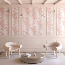 Prairie Fleur© Wallpaper In Blush -Drop It Modern Sales granny blush bedroom1 final 2web