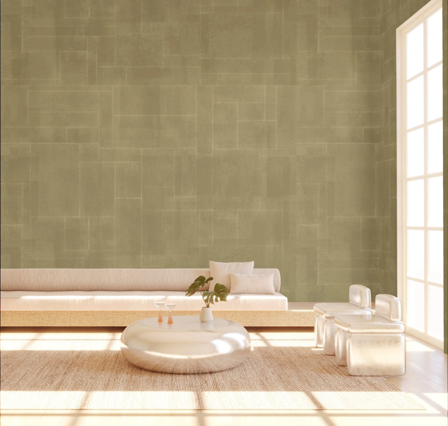 Jigsaw© Mural Wallpaper In Moss 4 Jigsaw© Mural Wallpaper In Moss - Image 4