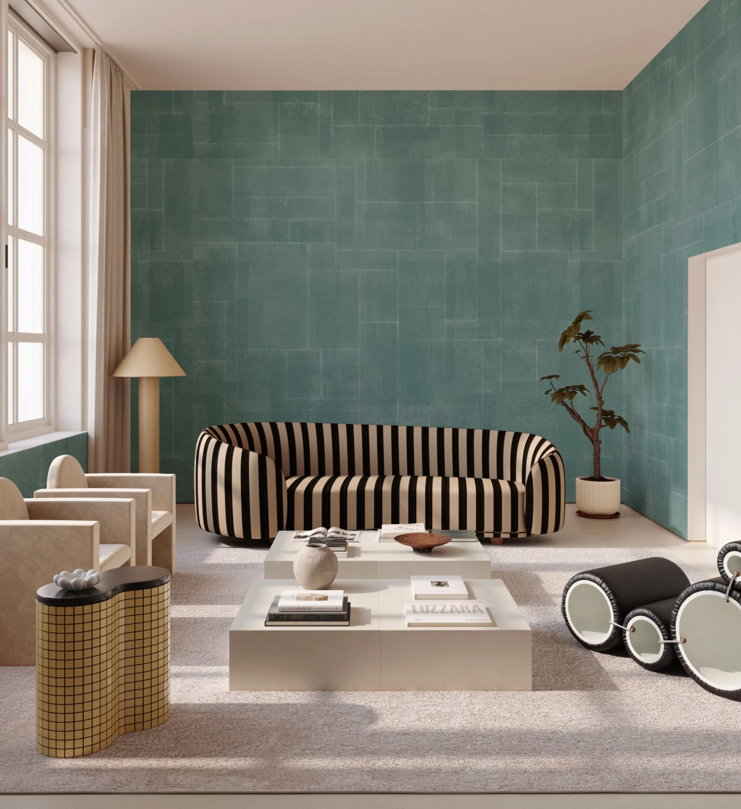 Jigsaw© Mural Wallpaper In Teal 4 Jigsaw© Mural Wallpaper In Teal - Image 4