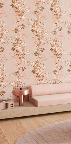 Prairie Fleur© Wallpaper In Rosy Cremé -Drop It Modern Sales living room granny final crop2