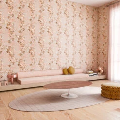 Prairie Fleur© Wallpaper In Rosy Cremé -Drop It Modern Sales living room granny finalweb