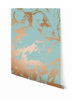 Marble© Wallpaper In Gold On Mint