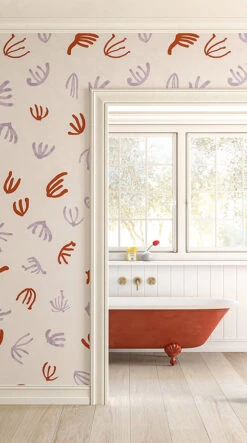 Coral© Wallpaper In Lilac + Red -Drop It Modern Sales matisse tubpin