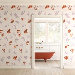 Coral© Wallpaper In Lilac + Red -Drop It Modern Sales matisse tubweb