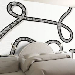 McFly© Mural Wallpaper In Black + White -Drop It Modern Sales mcfly black white render 03