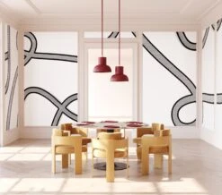 McFly© Mural Wallpaper In Black + White -Drop It Modern Sales mcfly black white rendering