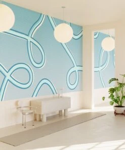 McFly© Mural Wallpaper In Bluebird -Drop It Modern Sales mcfly blue bird rendering