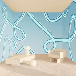 McFly© Mural Wallpaper In Bluebird -Drop It Modern Sales mcfly blue render 02