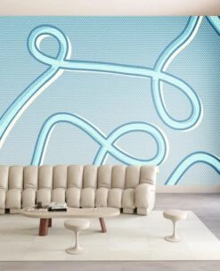 McFly© Mural Wallpaper In Bluebird -Drop It Modern Sales mcfly blue render 04