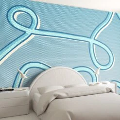 McFly© Mural Wallpaper In Bluebird -Drop It Modern Sales mcfly blue render 06