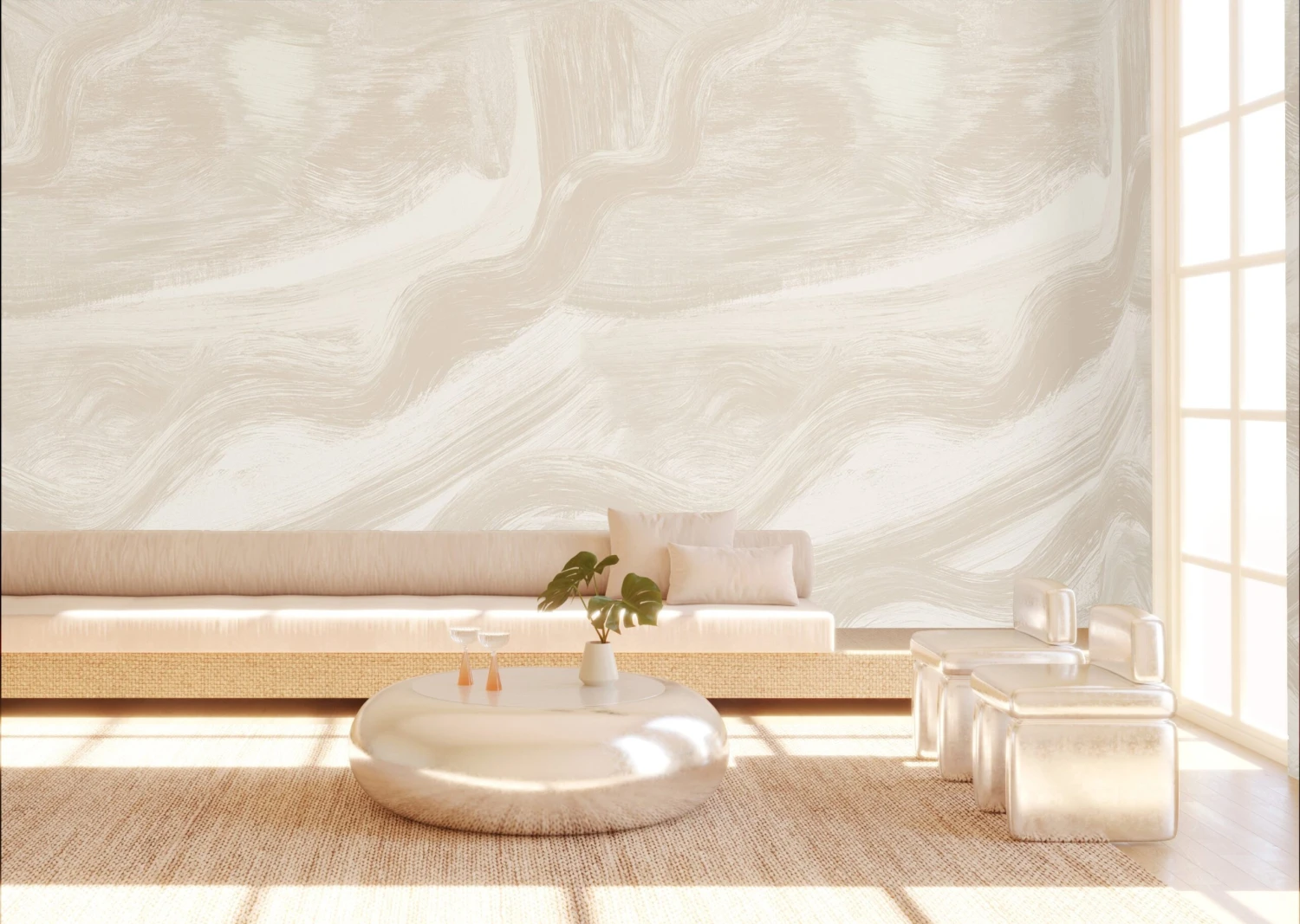 Modern Art© Mural Wallpaper In Creme 10 Modern Art© Mural Wallpaper In Creme - Image 10