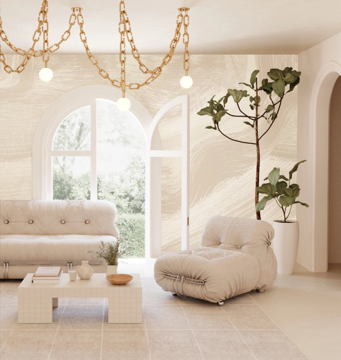 Modern Art© Mural Wallpaper In Creme 8 Modern Art© Mural Wallpaper In Creme - Image 8