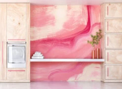 Modern Art© Mural Wallpaper In Fuchsia -Drop It Modern Sales modern art laundry room pink2cropweb