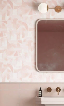 Block Party© Wallpaper In Pink -Drop It Modern Sales modoern art pink lighteditcrop1