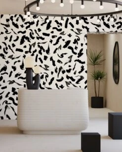 Mombasa© Wallpaper In Cremé + Black -Drop It Modern Sales mombasa creme black rendering 2