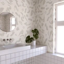 Mombasa© Wallpaper In Pewter -Drop It Modern Sales mombasa pewter rendering