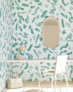 Mombasa© Wallpaper In Teal -Drop It Modern Sales mombasa teal rendering 2