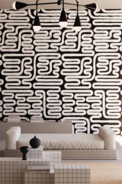 Pac-Man© Wallpaper In Charcoal Black -Drop It Modern Sales pac man charcoal black b pin b