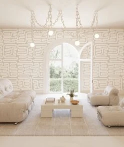 Pac-Man© Wallpaper In Soapstone -Drop It Modern Sales pac man soapstone final rendering1