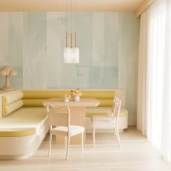 Papier Máché © Mural Wallpaper In Blue -Drop It Modern Sales papier mache blue rendering5