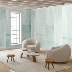 Papier Máché © Mural Wallpaper In Blue -Drop It Modern Sales papier mache blue rendering 4