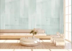 Papier Máché © Mural Wallpaper In Blue -Drop It Modern Sales papier mache blue rendering 6