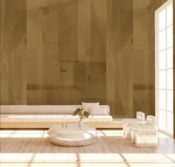 Papier Máché © Mural Wallpaper In Olive -Drop It Modern Sales papier mache olive render 04