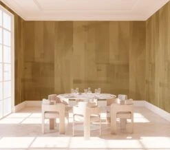 Papier Máché © Mural Wallpaper In Olive -Drop It Modern Sales papier mache olive render 08