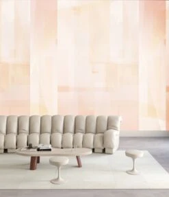 Papier Máché © Mural Wallpaper In Blush -Drop It Modern Sales papier mache pink rendering 2