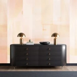 Papier Máché © Mural Wallpaper In Blush -Drop It Modern Sales papier mache pink rendering 7