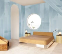 Papier Máché © Mural Wallpaper In Robin's Egg -Drop It Modern Sales papier mache robinsegg render 12