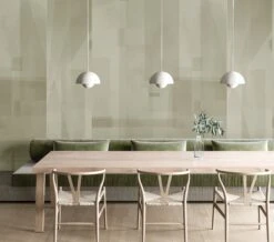 Papier Máché © Mural Wallpaper In Sage -Drop It Modern Sales papier mache sage render 2