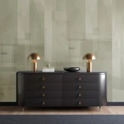 Papier Máché © Mural Wallpaper In Sage -Drop It Modern Sales papier mache sage render 98