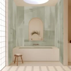 Papier Máché © Mural Wallpaper In Sage -Drop It Modern Sales papier mache sage rendering 20