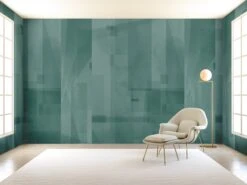 Papier Máché © Mural Wallpaper In Teal -Drop It Modern Sales papier mache teal render 2