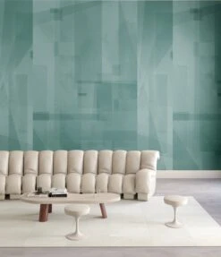 Papier Máché © Mural Wallpaper In Teal -Drop It Modern Sales papier mache teal rendering 47