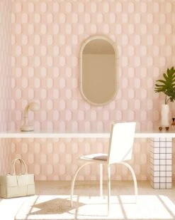Pillbox© Wallpaper In Blush -Drop It Modern Sales pillbox blush rendering 2