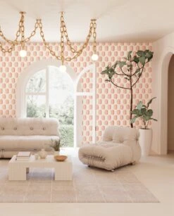 Pillbox© Wallpaper In Flamingo -Drop It Modern Sales pillbox flamingo rendering